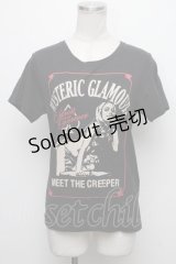 HYSTERIC GLAMOUR / MEET THE CREEPER Tシャツ  黒 S-24-12-23-052-PU-TS-HR-ZS