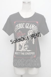 HYSTERIC GLAMOUR / MEET THE CREEPER Tシャツ  黒 S-24-12-23-052-PU-TS-HR-ZS