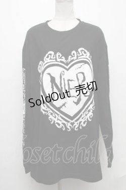 画像1: NieR Clothing / プリント長袖カットソー  黒 S-24-12-29-038-PU-TO-HR-ZS