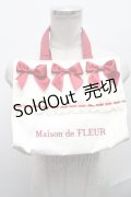 Maison de FLEUR / ガトーフレーズスクエアトートバッグ  オフｘ赤 S-25-01-09-016-LO-BG-AS-ZS