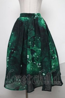 画像1: NieR Clothing / プリントシフォンスカート  グリーン S-25-01-22-1091-PU-SK-AS-ZS