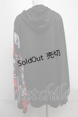 画像2: NieR Clothing / 切替転写プリント着物袖パーカー  黒ｘ赤 S-25-01-22-051-PU-TO-HR-ZS