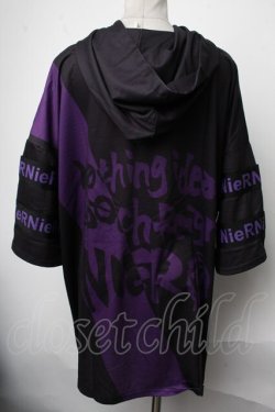 画像2: NieR Clothing / プリント半袖パーカー  黒 S-25-01-28-050-PU-TO-HR-ZS