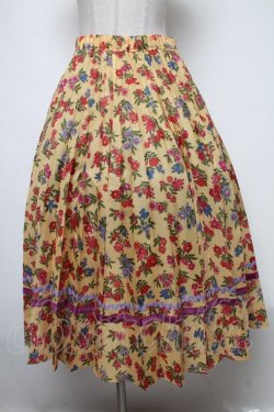 画像1: Jane Marple Dans Le Salon / Flowers of Jouy double accordion skirt  イエロー S-25-02-13-083-JM-SK-HR-ZS