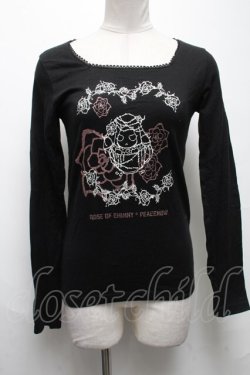 画像1: PEACE NOW / Rose of Emilyプリントカットソー  黒 S-25-03-20-030-PU-TS-AS-ZS