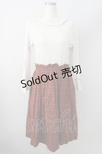 axes femme / ワンピース  アイボリー×茶チェック T-24-03-01-011-AX-TO-UT-ZT322