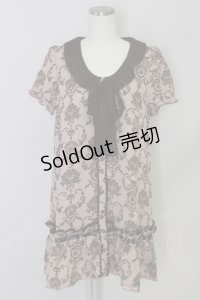 axes femme /壁紙柄ボータイチュニック M アワピンク T-24-06-24-012-AX-OP-SZ-ZT385