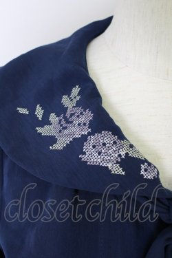 画像3: axes femme / sajou刺繍入Wボタンブラウス  ネイビー T-24-06-30-022-AX-BL-HD-ZI