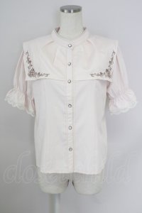 axes femme POETIQUE / スクエアセーラー襟刺繍ブラウス M ピンク T-24-07-11-008-AX-BL-SZ-ZT333