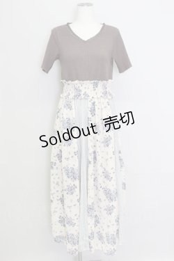 画像1: axes femme / 切替えスカートドッキングワンピース M チャ T-24-07-12-038-AX-OP-SZ-ZT350