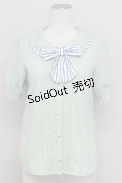 画像1: axes femme POETIQUE / パイピングデザインブラウス M ミント T-24-07-12-009-AX-BL-SZ-ZT314