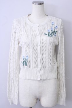 画像1: F&A / ローズ刺繍透かし編みカーディガン  アイボリーＸ青 T-24-11-07-035-LO-SK-HD-ZT