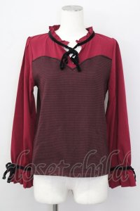 axes femme / 千鳥柄ビスチェ切替トップス M ワイン T-24-12-26-012-AX-TO-SZ-ZT