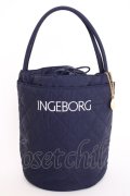 INGEBORG / チャーム付き巾着ハンドバッグ  ネイビー T-25-02-06-042-LO-BG-SA-ZT