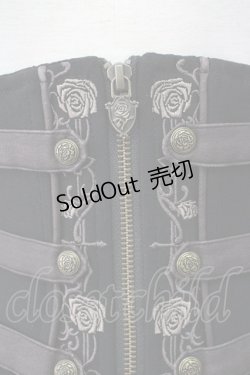 画像4: Ozz oneste / フロント薔薇刺繍ナポレオンデザインコルセット  黒Ｘブラウン T-25-02-09-050-OO-ZA-SA-ZT