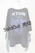 Amilige / KTHMアームウォーマー付きTシャツ  黒Ｘ白Ｘ青 T-25-03-17-005-PU-TO-SA-ZT