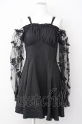 DARK IN LOVE / Gothic Sexy Off-Shoulder Lacey Sleeves Dress L ブラック T-25-03-20-013-PU-OP-SA-ZT