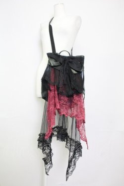 画像1: MR corset / リボンレースリュック  黒Ｘボルドー T-25-03-21-020-PU-BG-SA-ZT