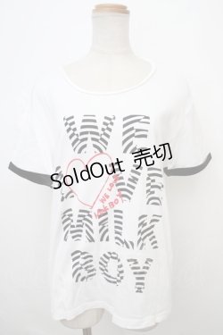 画像1: MILKBOY / WE LOVE MILKBOY TEE F ホワイト×ブラック Y-24-02-04-108-MB-TS-SZ-ZT325