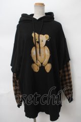 Candy Stripper / PLUSH BEAR LAYERED HOODIE 2 黒 Y-24-04-17-040-PU-OP-SZ-ZS