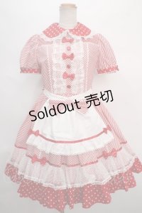 Angelic Pretty /Stripe Girly Cafe Set  赤 Y-24-05-13-096-AP-OP-AS-ZY