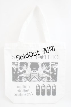 画像1: million dollar orchestra / BAGストリートゴシックトート  白 Y-24-05-25-010-PU-ZA-AS-ZY