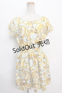 MILK / Banana BOYワンピース  サックスベース Y-24-06-08-164-ML-OP-SZ-ZI