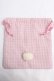 画像2: Maison de FLEUR / ラビット刺繍巾着  ピンク Y-24-06-27-006-LO-ZA-SZ-ZI (2)