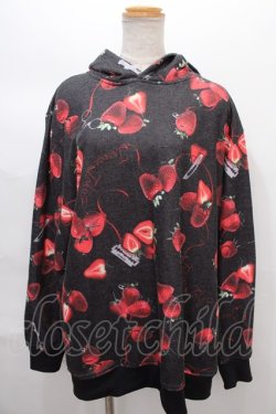 画像1: TRAVAS TOKYO / TRibbon berry hoodie/総柄いちごプルオーバーパーカー F ブラック Y-24-07-15-133-PU-TO-SZ-ZY