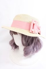 m petit by misako / TT*AMPLリボンカンカン帽 57.5cm 中薄橙 Y-24-08-01-051-LO-AC-SZ-ZT308