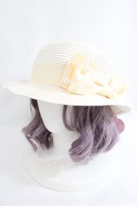 m petit by misako / AMPLリボンカンカン帽 57.5cm 中白 Y-24-08-04-051-LO-AC-SZ-ZT308