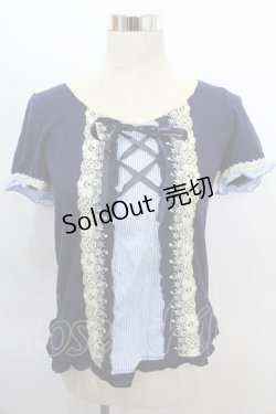 画像1: axes femme / ストライプレースUPプルオーバー M コン Y-24-08-07-031-AX-TO-SZ-ZY