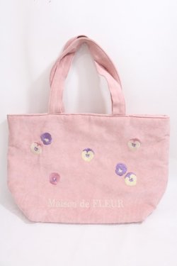 画像1: Maison de FLEUR / パンジー刺繍スエードトートバッグ F ピンク Y-24-08-13-060-LO-BG-SZ-ZY