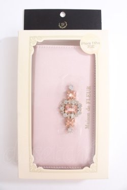 画像1: Maison de FLEUR / ビジューサテンアイフォン11Proケース 11pro ピンク Y-24-09-25-034-LO-ZA-SZ-ZY