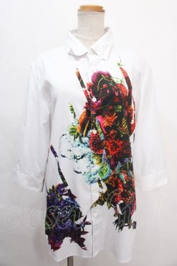 画像1: CIVARIZE / マルチカラーフラワープリント6分袖シャツ/花柄シャツ 46 ホワイト Y-24-10-05-022-GO-BL-SZ-ZY