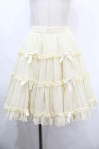 Angelic Pretty / ドットシフォンキューティーリボンスカート  アイボリー Y-24-10-08-143-AP-SK-SZ-ZY