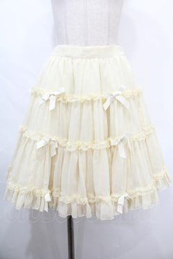 画像1: Angelic Pretty / ドットシフォンキューティーリボンスカート  アイボリー Y-24-10-08-143-AP-SK-SZ-ZY