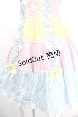 画像4: Angelic Pretty / ギンガム配色肩リボンジャンパースカート  サックス Y-24-10-13-067-AP-OP-SZ-ZS