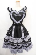 Angelic Pretty / Heart胸あて付スカート(無地)  ブラック×ラベンダー Y-24-10-13-127-AP-SK-SZ-ZY