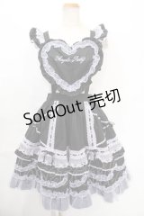 Angelic Pretty / Heart胸あて付スカート(無地)  ブラック×ラベンダー Y-24-10-13-127-AP-SK-SZ-ZY