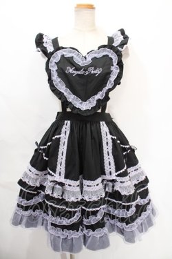 画像1: Angelic Pretty / Heart胸あて付スカート(無地)  ブラック×ラベンダー Y-24-10-13-127-AP-SK-SZ-ZY