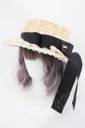 Angelic Pretty / AiryドットチュールストローHAT  黒 Y-24-10-19-077-AP-AC-SZ-ZY