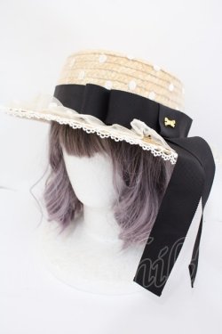 画像1: Angelic Pretty / AiryドットチュールストローHAT  黒 Y-24-10-19-077-AP-AC-SZ-ZY