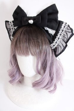 画像1: Angelic Pretty / Powder Heartカチューシャ  黒×白 Y-24-10-25-086-AP-AC-SZ-ZY