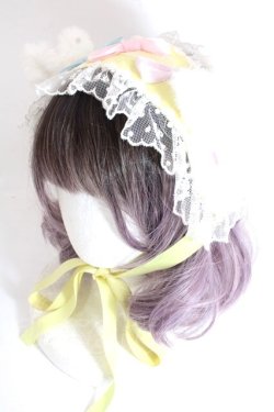 画像1: Angelic Pretty / Fluffy Puff Bunnyヘッドドレス  イエロー Y-24-10-25-095-AP-ZA-SZ-ZY