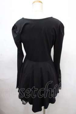 画像2: PUNK RAVE / Asymmetric Pointed Hem Flare Sleeves Gothic Dress M-L 黒 Y-24-11-06-089-PU-OP-SZ-ZY