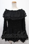 ATELIER PIERROT / Shirring princess sleeve blouse  黒 Y-24-11-09-012-EL-BL-SZ-ZY