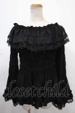 画像1: ATELIER PIERROT / Shirring princess sleeve blouse  黒 Y-24-11-09-012-EL-BL-SZ-ZY