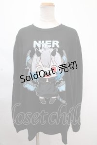 NieR Clothing / 擬人化ぐれまるロングTシャツ F 黒 Y-24-11-18-112-PU-TS-SZ-ZY