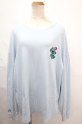 NieR Clothing / ワッペン刺繍ロングTシャツ  サックス Y-24-11-18-115-PU-TS-SZ-ZY